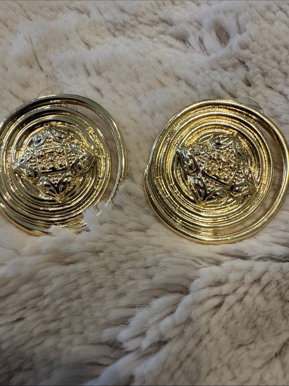 Anthropologie Gold-Tone Floral Medallion Clip-On Earrings - Women Jewelry